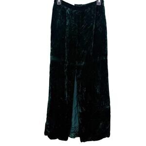 Kasper for JL Sport LTD Womens Vintage Dark Green Crushed Velvet Long Skirt XS